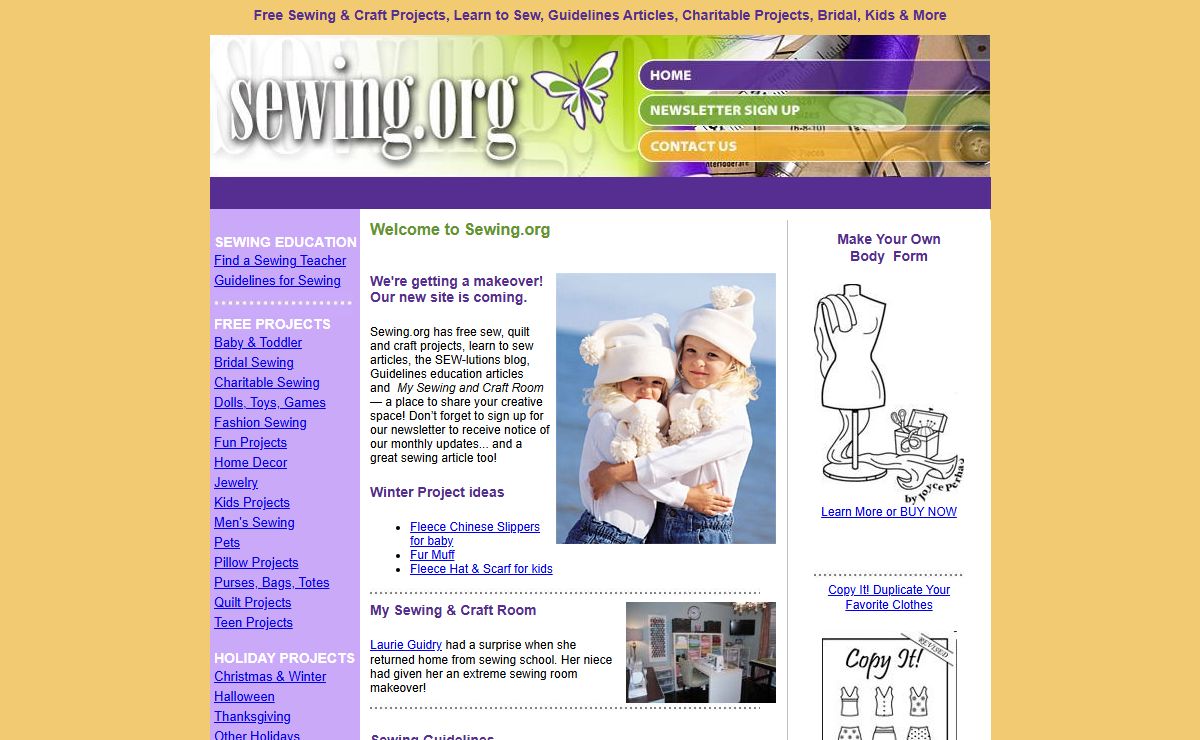 Free sewing projects, free learn to sew articles, charitable sewing, my sewing room , bridal and more
