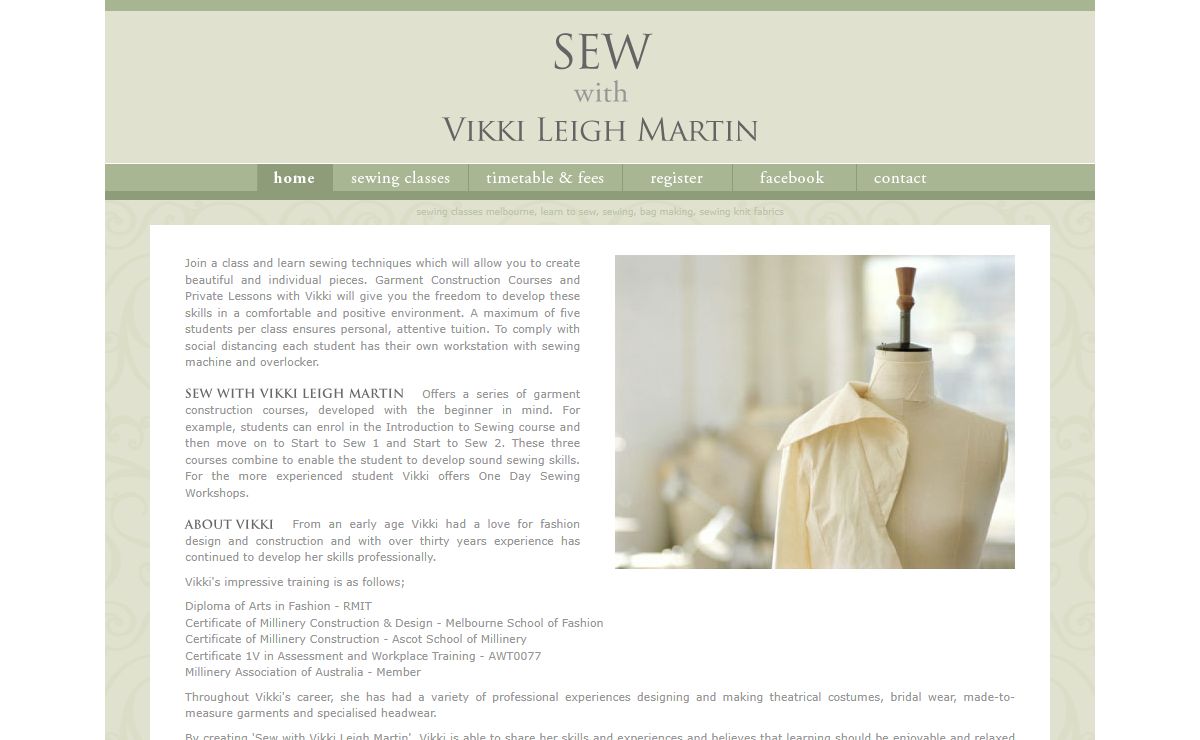 Sew with Vikki Leigh Martin - home - sewing classes melbourne, learn to sew, sewing, bag making, sewing knit fabrics