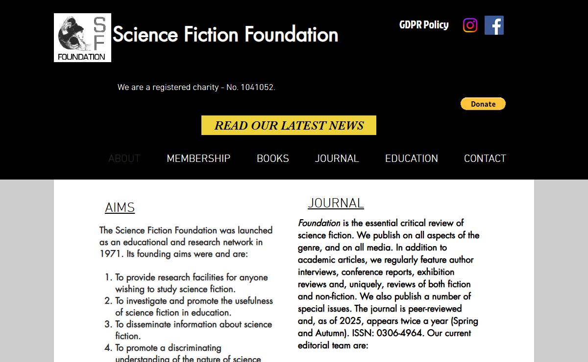 SF Foundation Net About Science Fiction Journal
