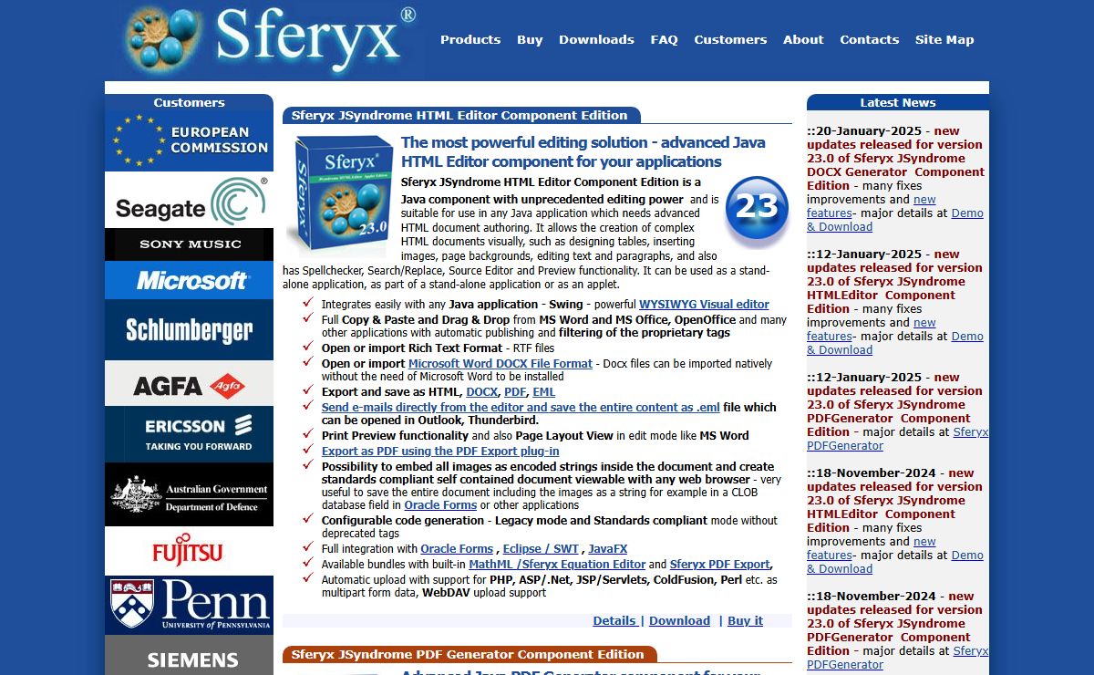 Sferyx Java HTML Editor Component - WYSIWYG Java Swing HTML Editor