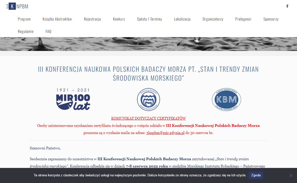3KNPBM – III Konferencja Naukowa Polskich Badaczy Morza pt. „Stan i trendy zmian środowiska morskiego”