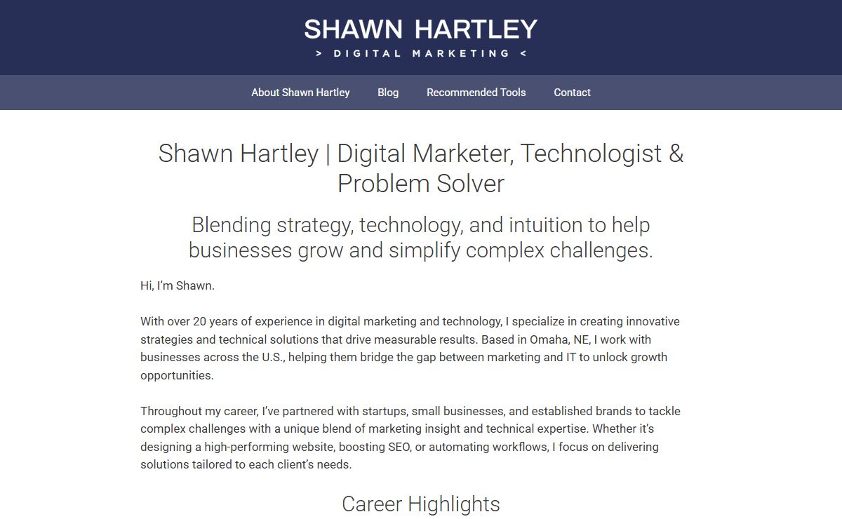 Shawn Hartley | Digital Marketing, Web Development, Analytics & SEO