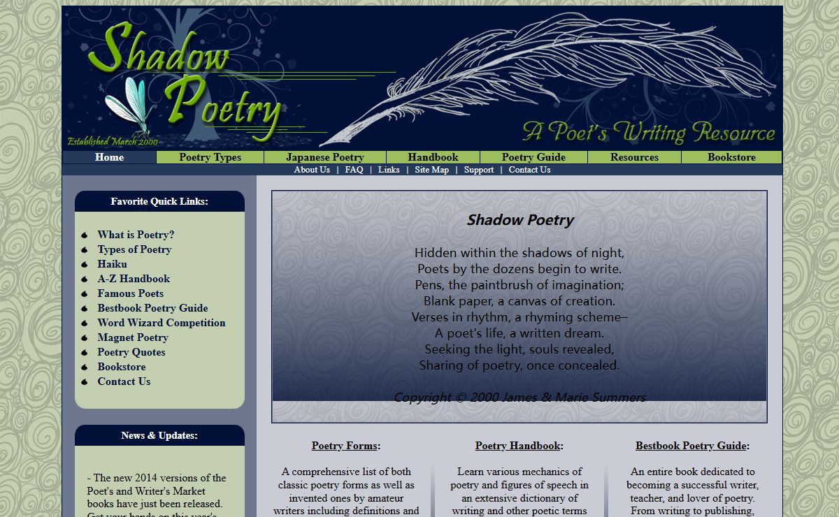 Shadow Poetry - A Poet's Writing Resource