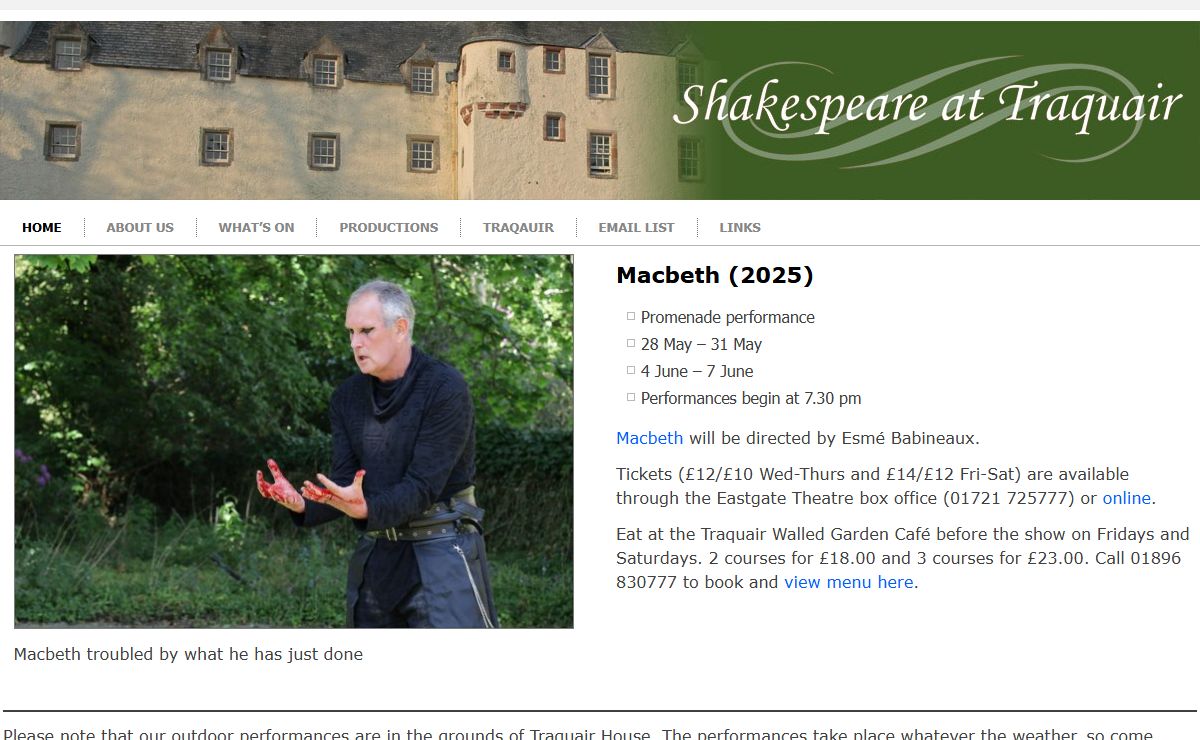 Shakespeare at Traquair