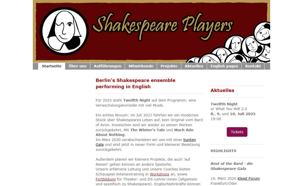 Shakespeare Players - Startseite
