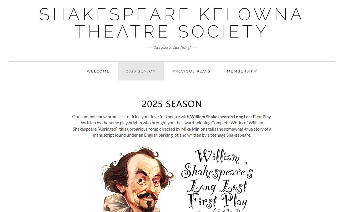 2025 Season - Shakespeare Kelowna Theatre Society