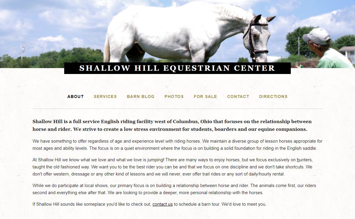 Shallow Hill Equestrian Center English horse riding in central Ohio