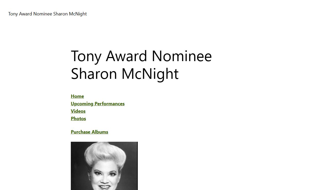 Tony Award Nominee Sharon McNight – Her Music, Her Style … Her Way