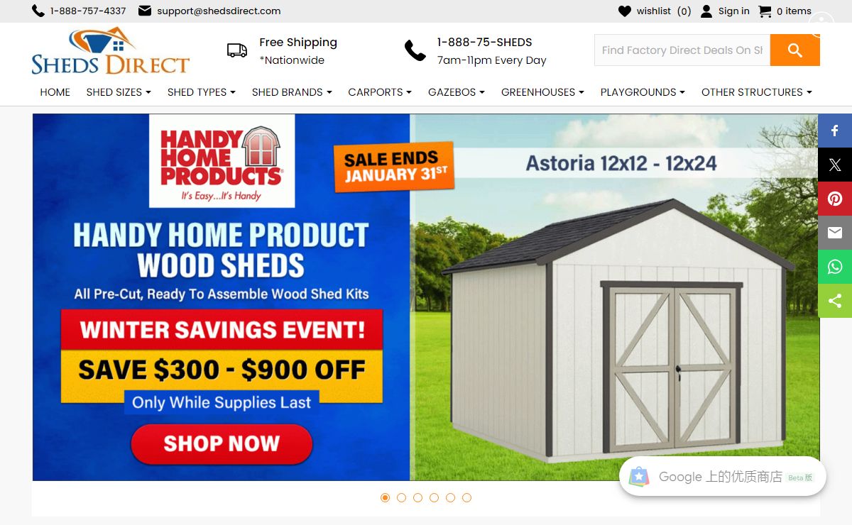 Factory Direct Storage Shed Sales