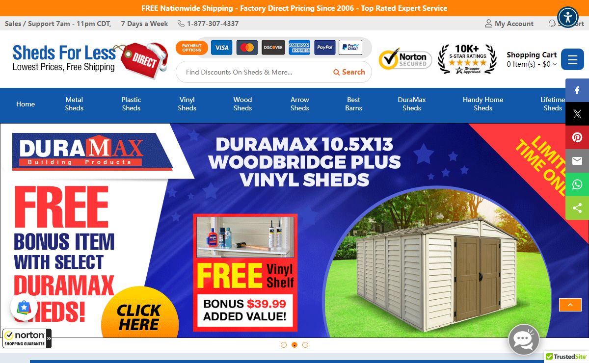 Sheds For Less: Factory Direct Storage Shed Kits & Buildings