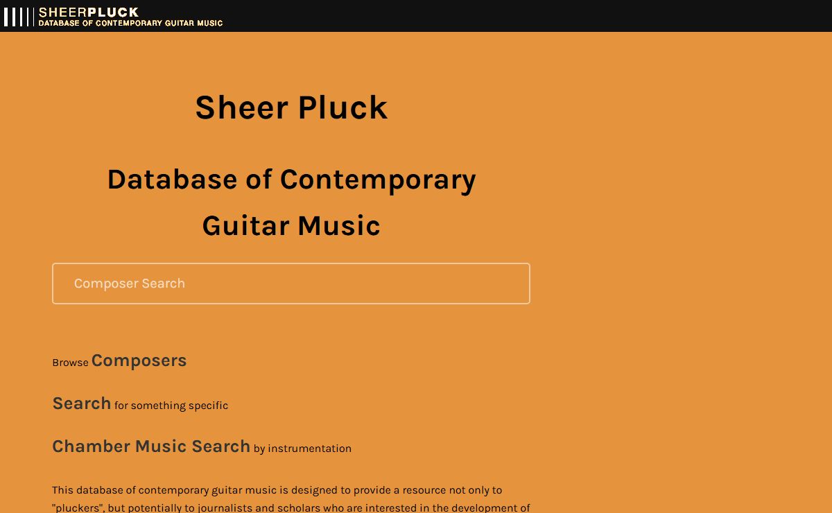 Sheer Pluck - Database of Contemporary Guitar Music