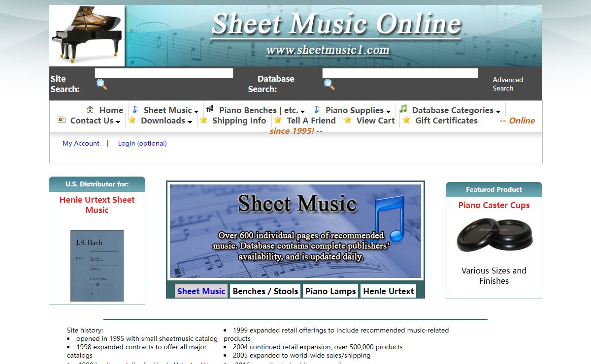The Original Sheet Music Online - Since 1995 - Sheet Music Piano Benches More