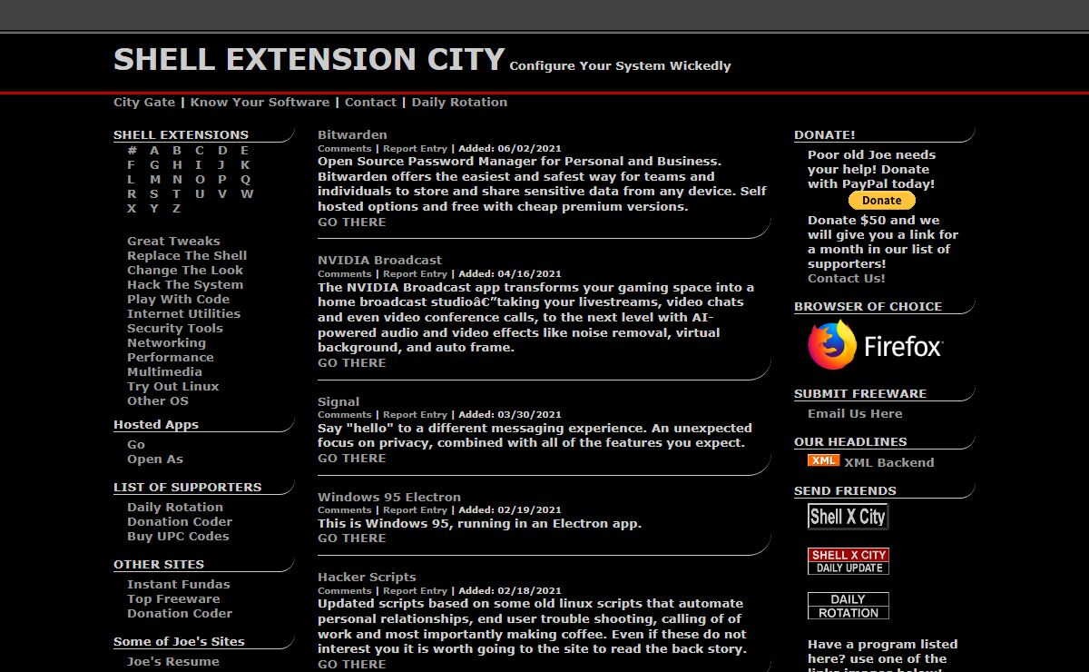 SHELL EXTENSION CITY, millions of free Windows power tools, explorer enhancements, windows add-ons, tweaks, system utilities, freeware, IE7