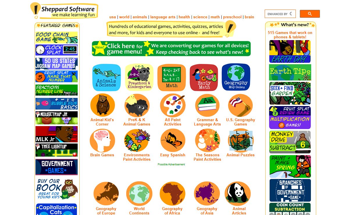 Sheppard Software: Fun free online learning games and content for kids.