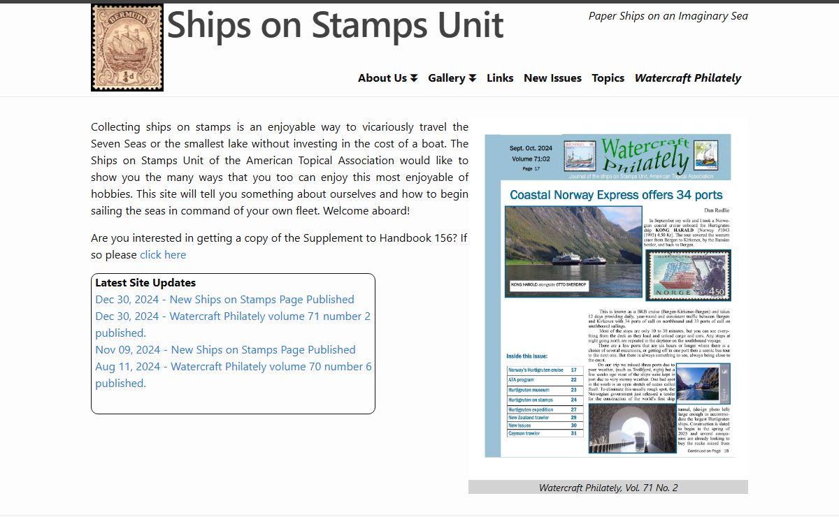 Ships on Stamps Unit | Dedicated to the study of philatelic material pertaining to watercraft on stamps, to sharing knowledge, to encouraging the growth of the hobby and to supporting the preservation of our maritime heritage.