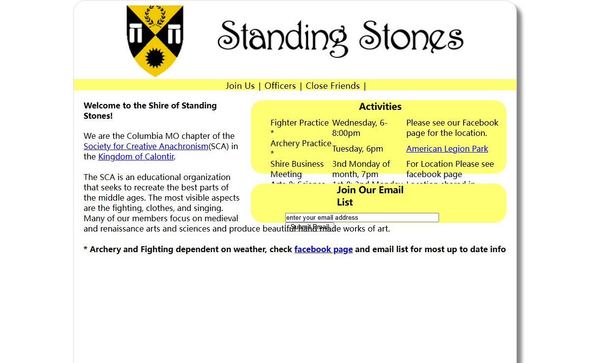 Shire of Standing Stones - Home