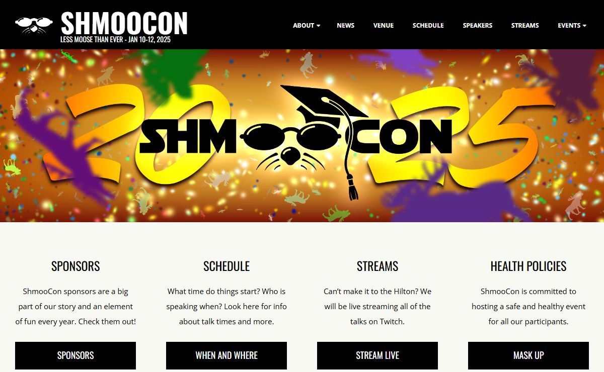 ShmooCon – Less Moose Than Ever – Jan 10-12, 2025