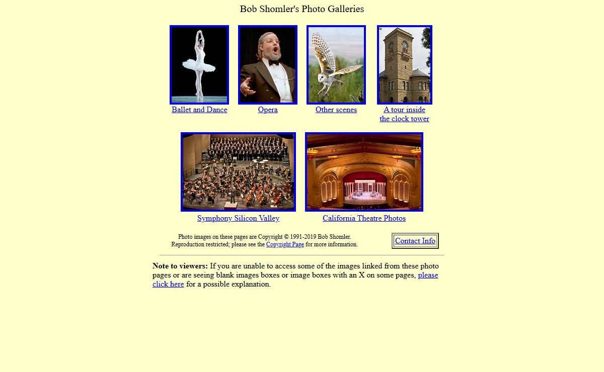 Bob Shomler's photo galleies home page