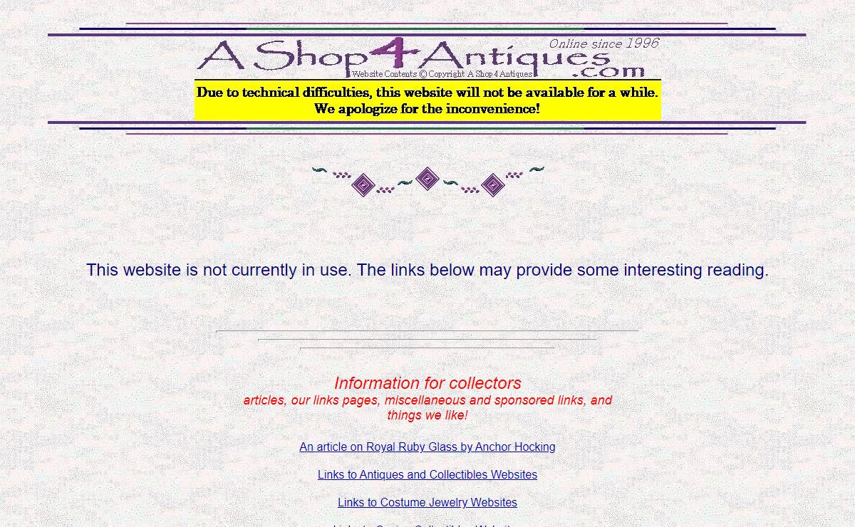 A Shop 4 Antiques ... Glassware, Costume Jewelry, Books, and More!