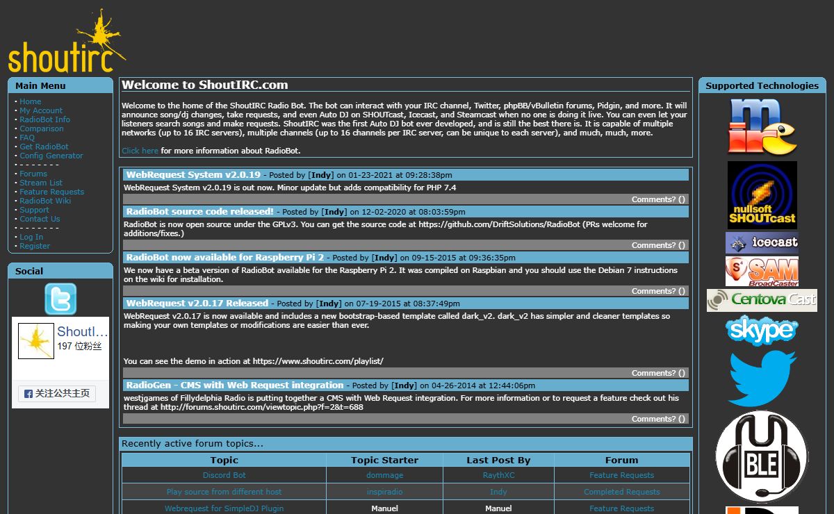 ShoutIRC.com - Welcome - Home of the first IRC bot and Auto DJ for SHOUTcast and Icecast
