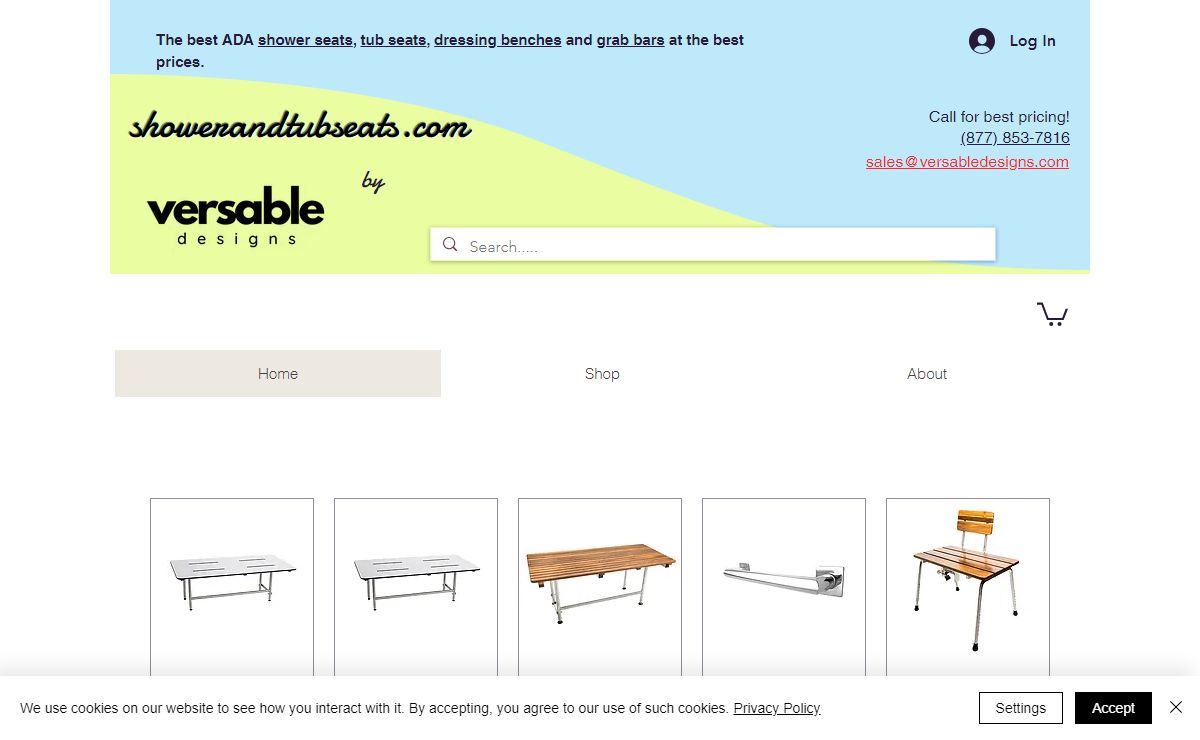 Versable designs shower seats, tub seats and dressing benches