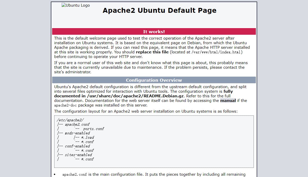 Apache2 Ubuntu Default Page: It works