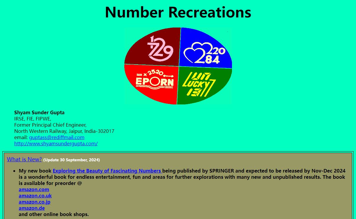 Number Recreations by Shyam Sunder Gupta