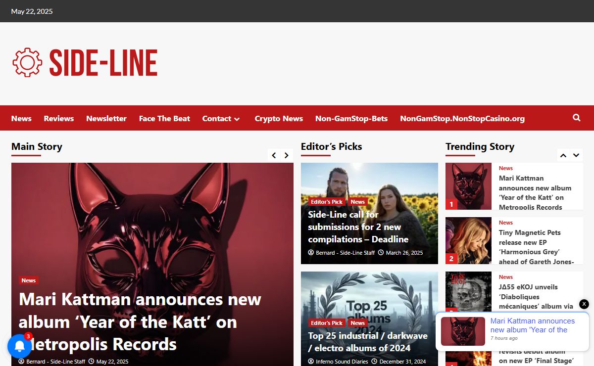 SIDE-LINE - Industrial, electro, EBM, post-punk, darkwave news magazine