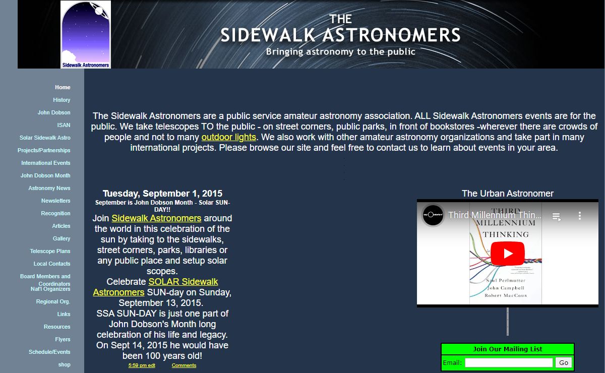 Sidewalk Astronomers Website