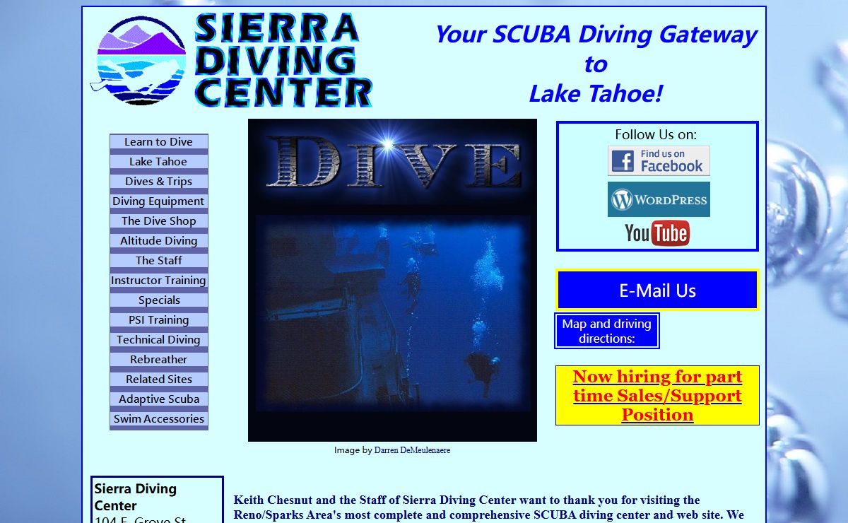 Sierra Diving Center. Your gateway to Lake Tahoe.