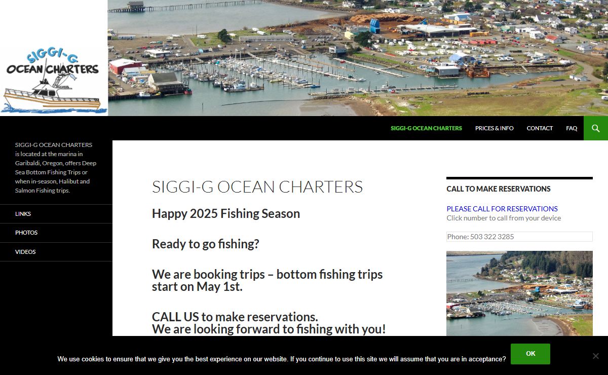 | SIGGI-G OCEAN CHARTERS is located at the marina in Garibaldi, Oregon, offers Deep Sea Bottom Fishing Trips or when in-season, Halibut and Salmon Fishing trips.