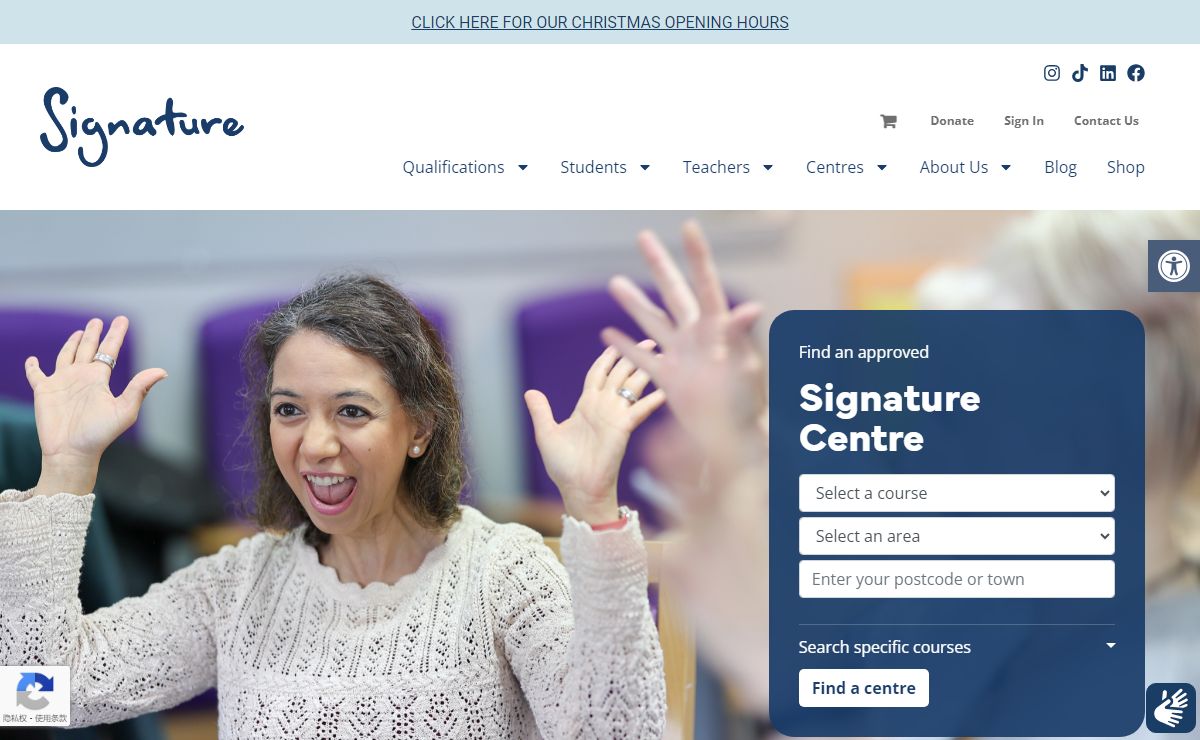 British Sign Language (BSL) awarding body: Signature