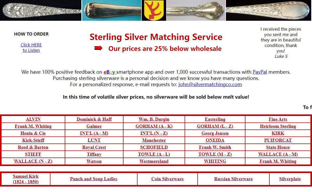 SilverMatchingCo.com - Sterling Silverware - Lowest Prices
