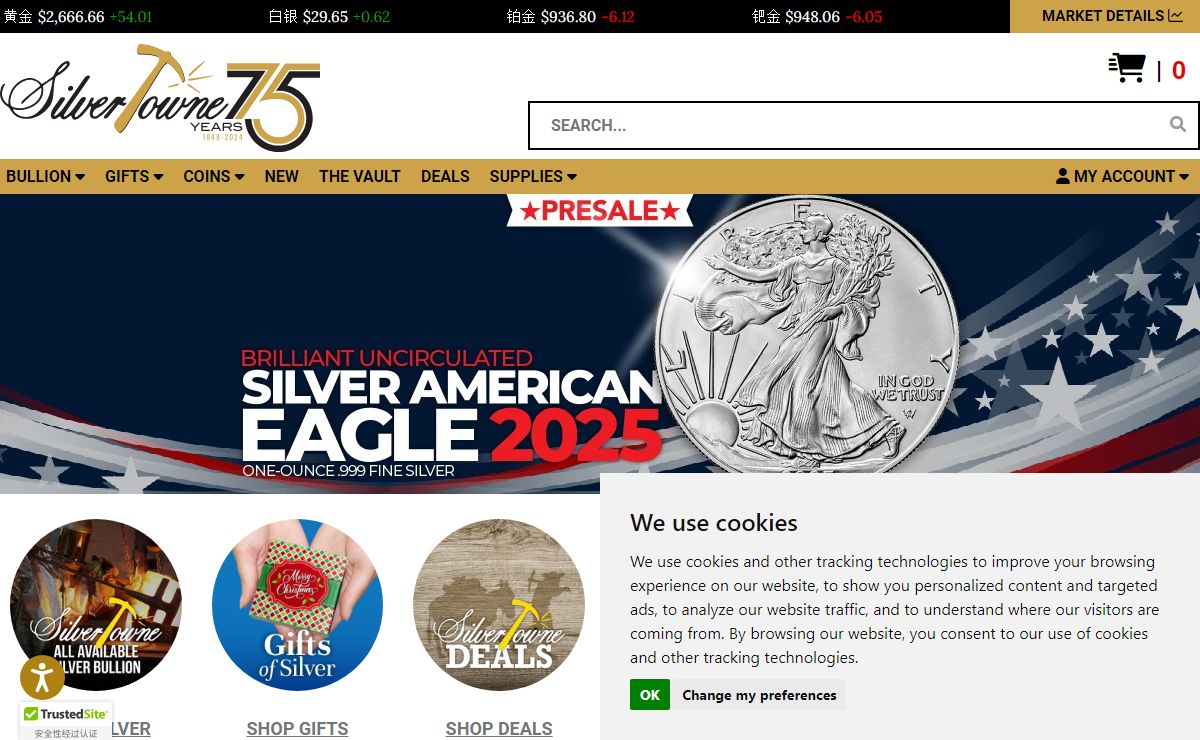 Buy Silver & Gold Coins + Bullion, Coin Dealer | SilverTowne