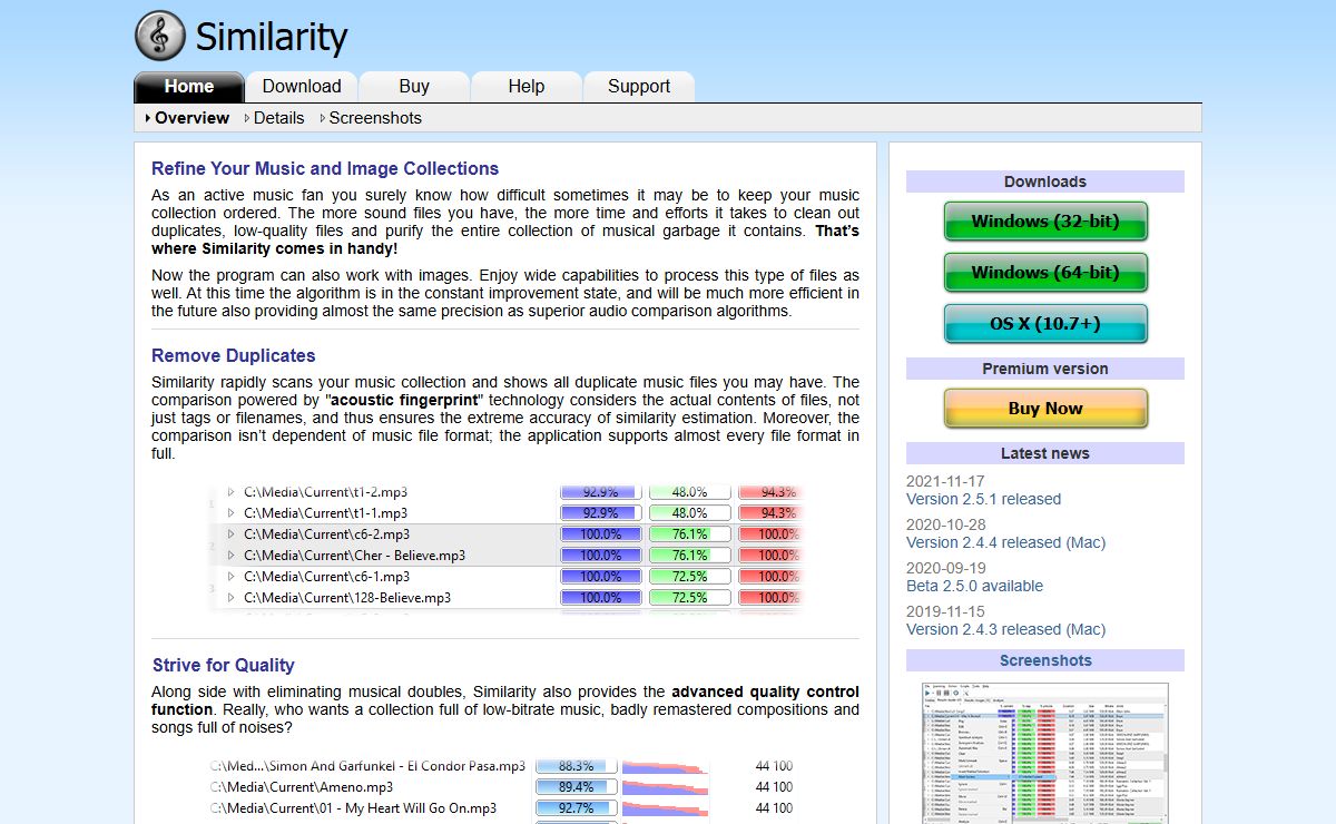 Similarity - Remove similar, duplicate MP3, music, audio files by content, tags. Check your music collection quality, remove unquality music. Organize your music collection.