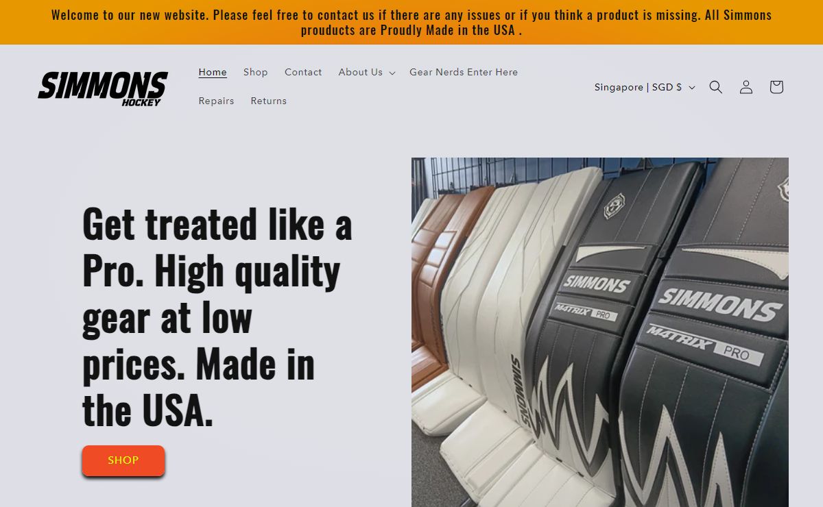 Simmons Hockey - Proudly Made in the USA