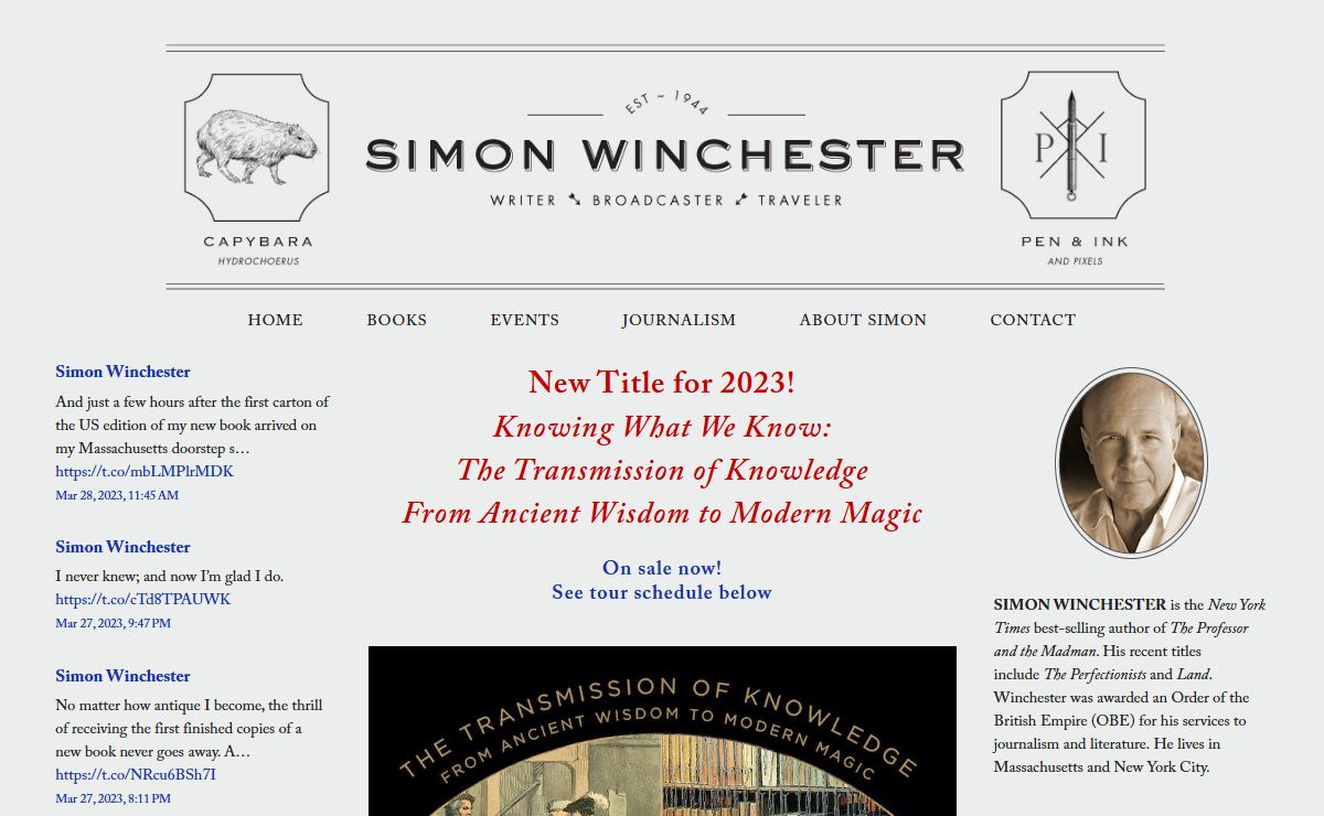 Simon Winchester's website