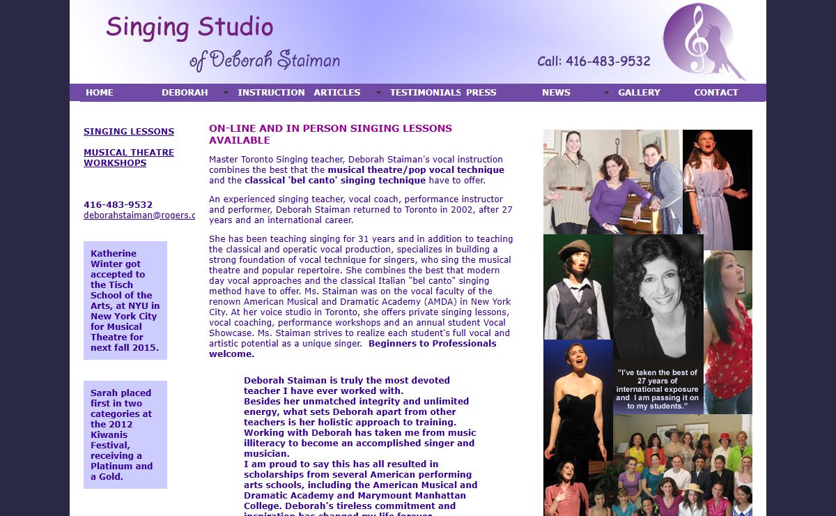 Deborah Staiman Vocal Singing Teacher Toronto | Singing Lessons