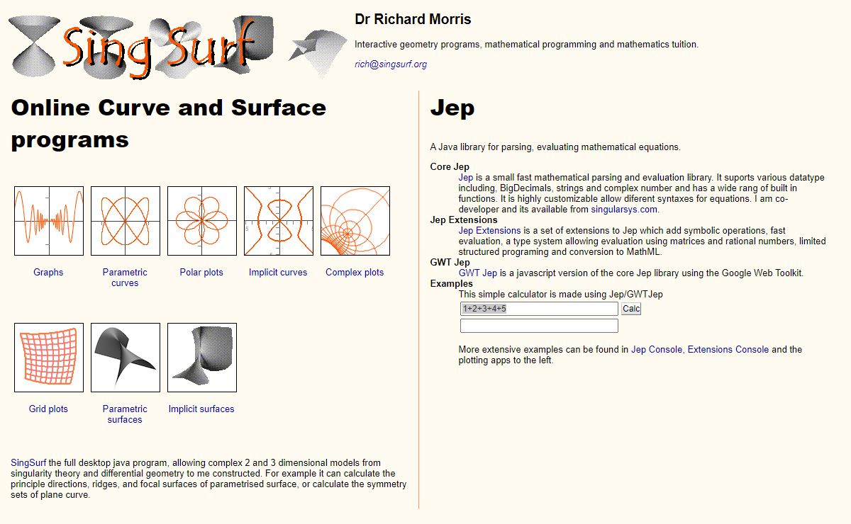 SingSurf - Interactive Geometry - Richard Morris