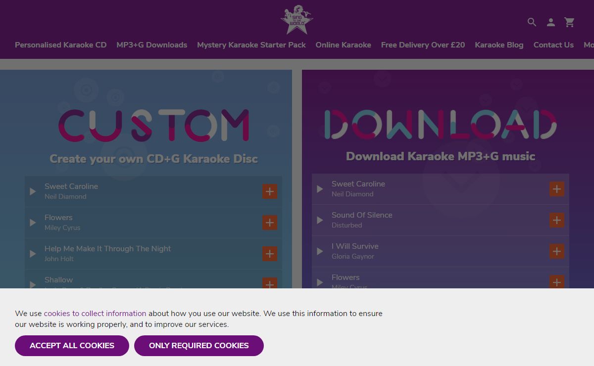 Karaoke CD+G Disc | MP3+G Downloads | Sing to the World