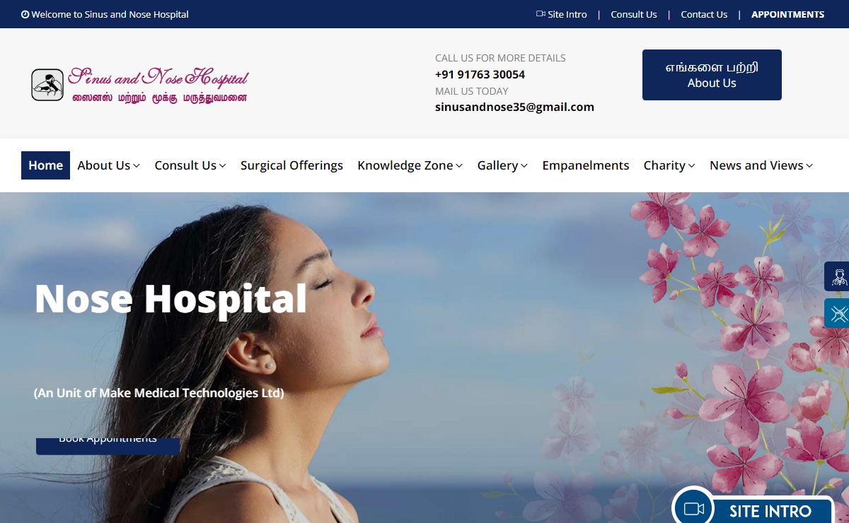 Sinus & Nose - Chennai India : Hospital for nose and sinuses - Dr. P. Thulasi Das ENT specialists offers Endoscopic diagnosis and treatment for sinus and nose diseases by Endoscopic sinus surgery and advanced Endoscopic surgery.