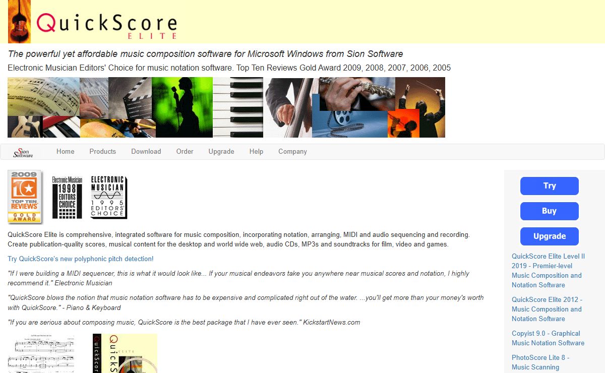 Music composition software from Sion Software, featuring music notation, printing, arranging, MIDI and audio sequencing and recording