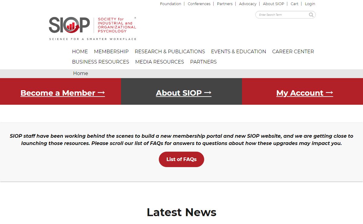 SIOP - The Society for Industrial and Organizational Psychology