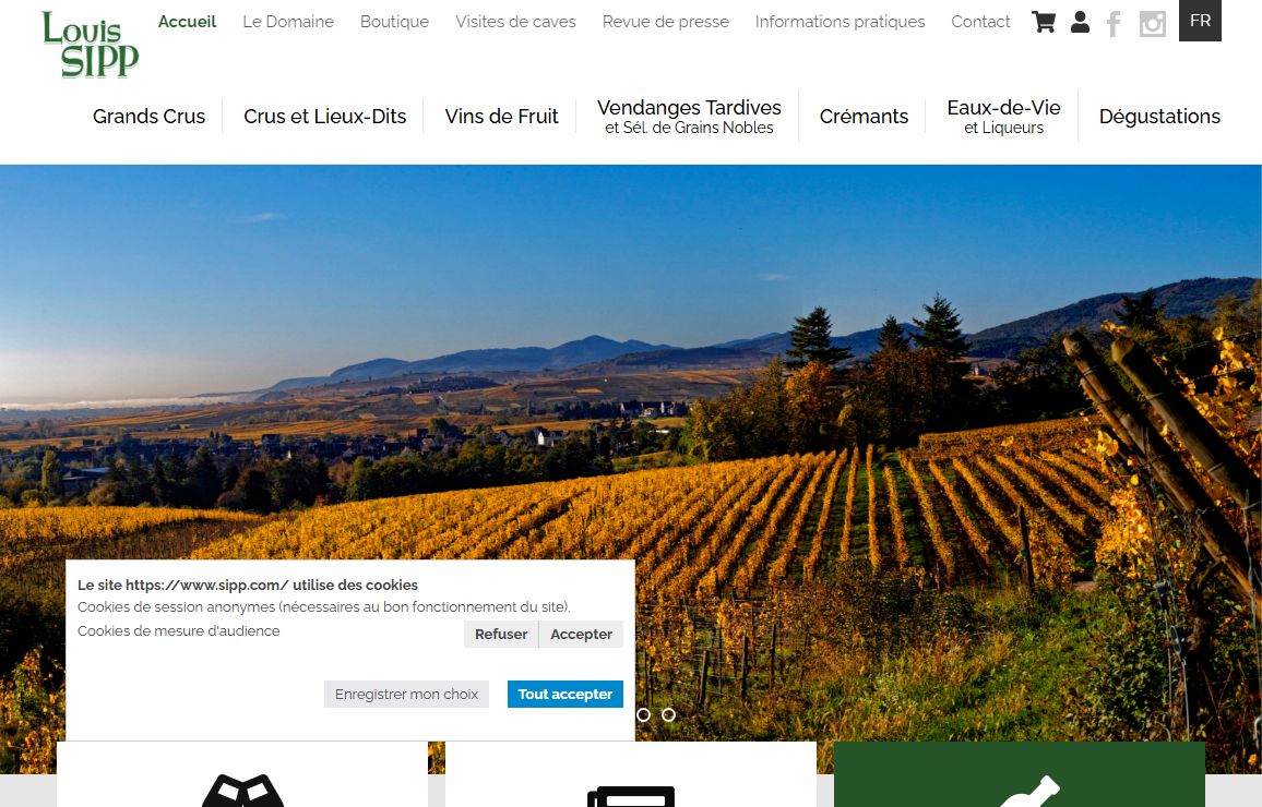 Vins d'Alsace Louis Sipp à Ribeauvillé. Grands Crus Kirchberg de Ribeauvillé et Osterberg