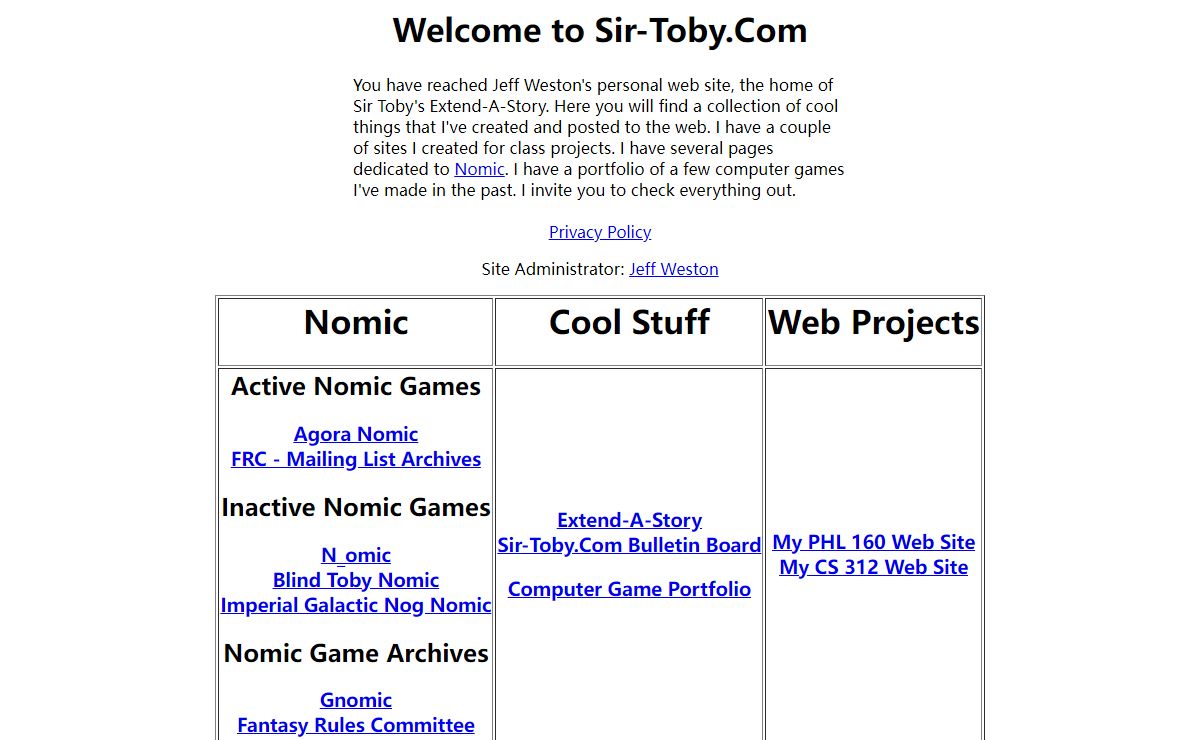 Welcome to Sir-Toby.Com