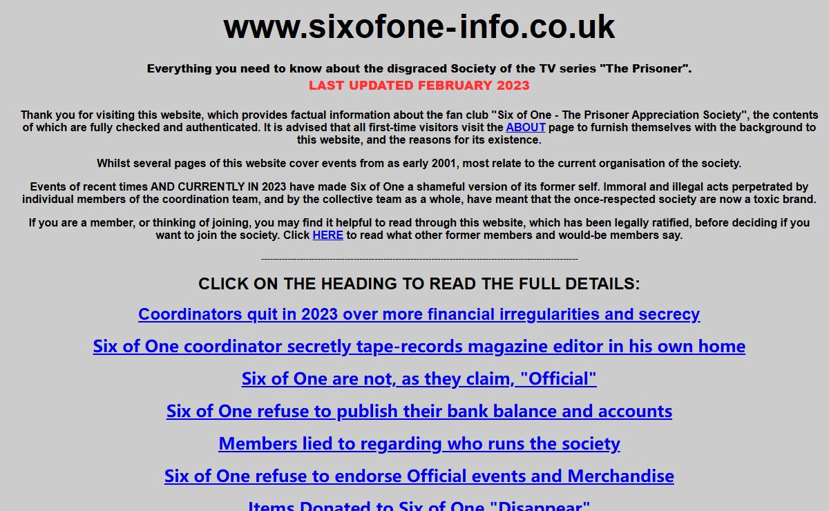 www.sixofone-info.co.uk (Prisoner/McGoohan/Society/Fan-club)