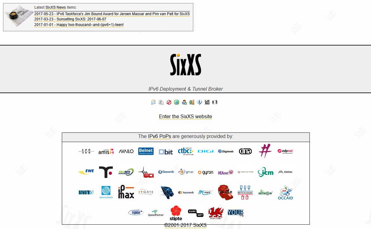 SixXS - IPv6 Deployment & Tunnel Broker