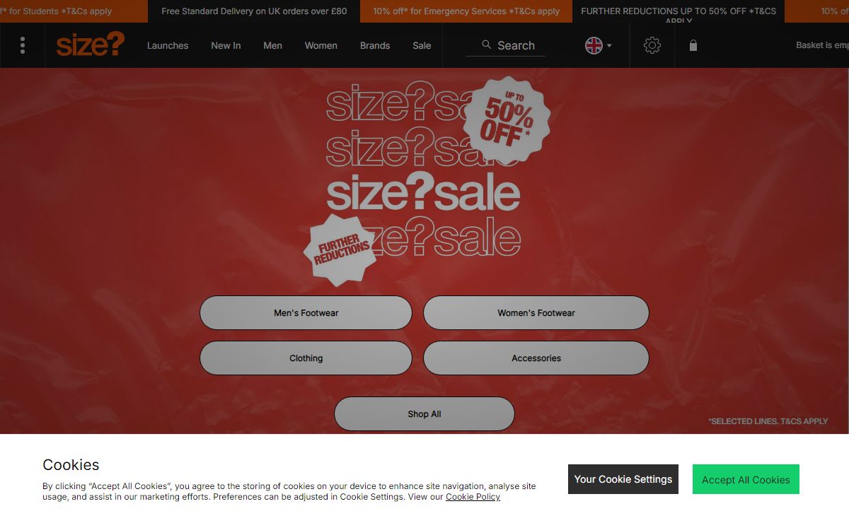 size? | Global Supplier of Latest Footwear and Clothing