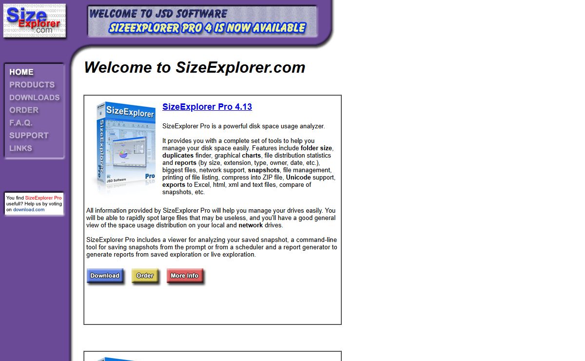 Disk space usage management softwares - SizeExplorer.com