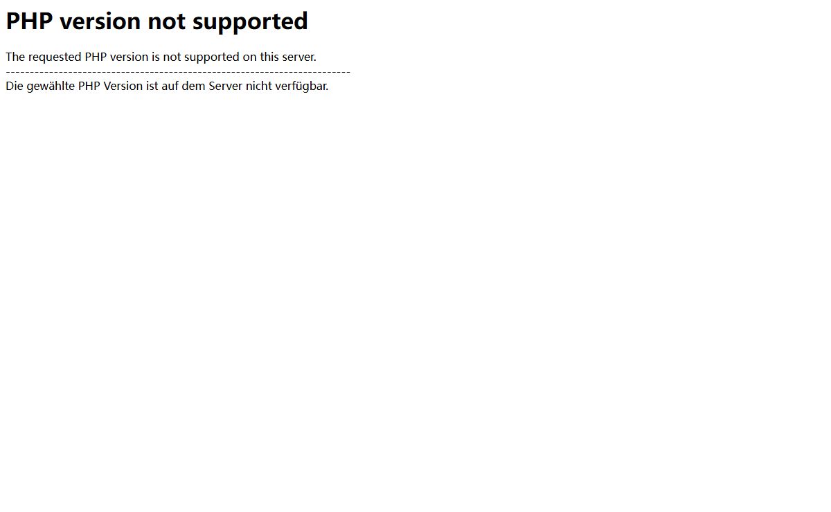 PHP version not supported